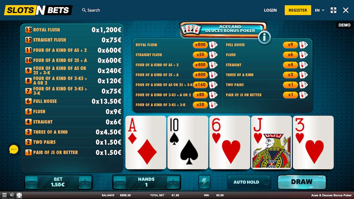 SlotsNBets Video Poker