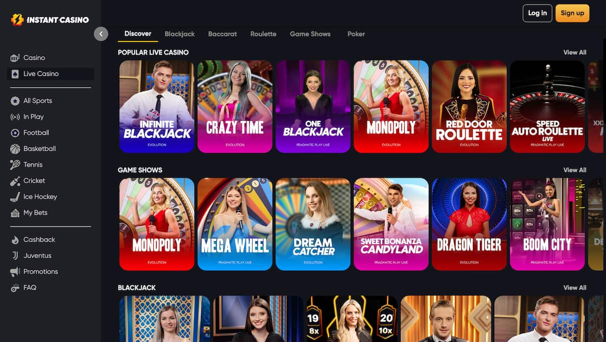 Instant Casino Live Dealer Casino