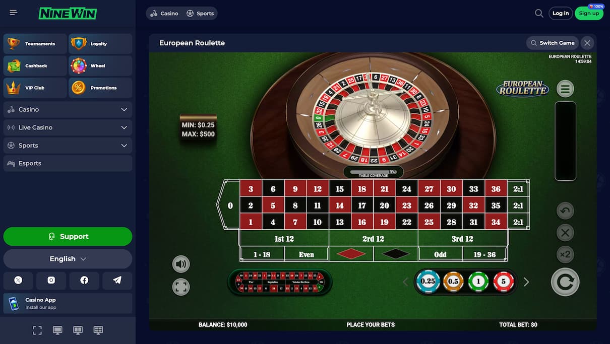 Ninewin Virtual Roulette