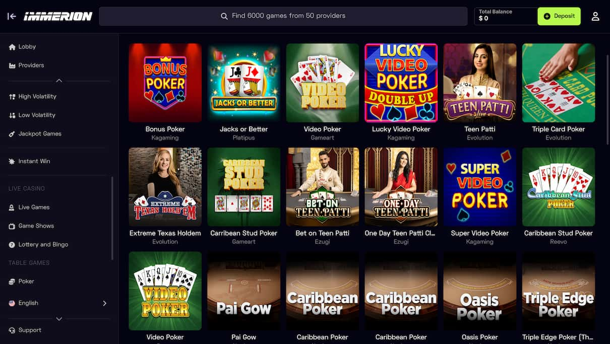 Immerion Casino Top Poker Site