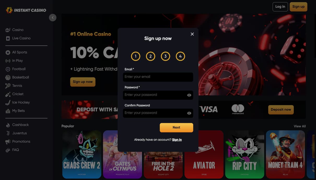 Step 1: Create Your Instant Casino Account