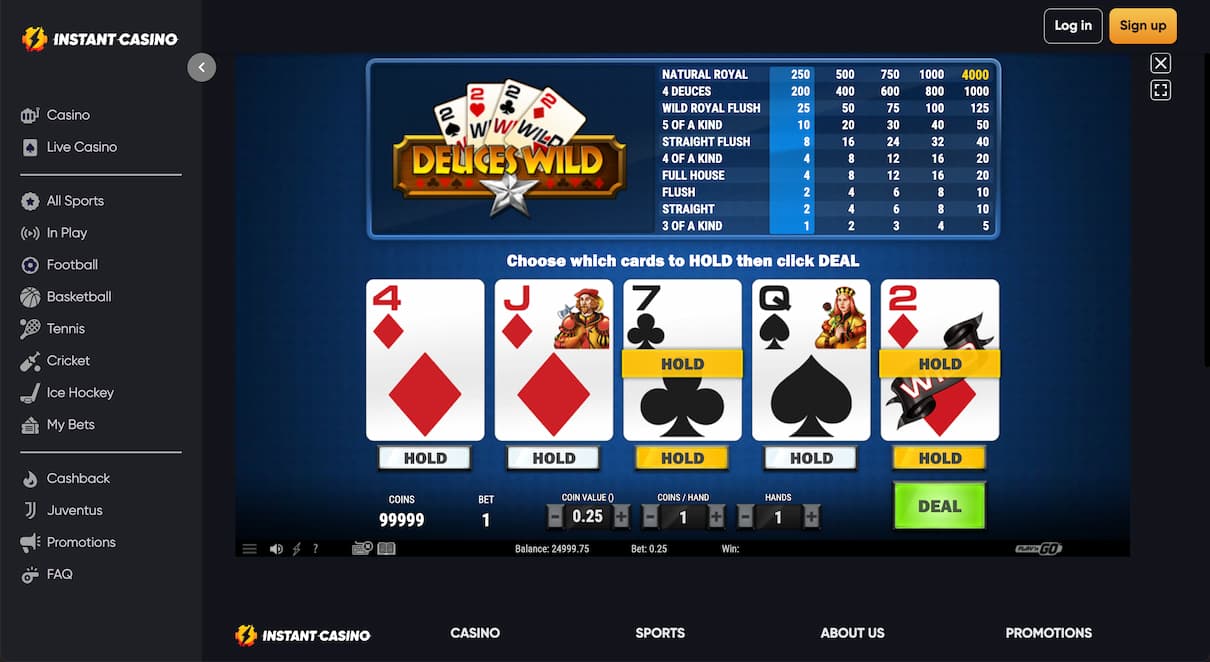 Video Poker Live Instant Casino