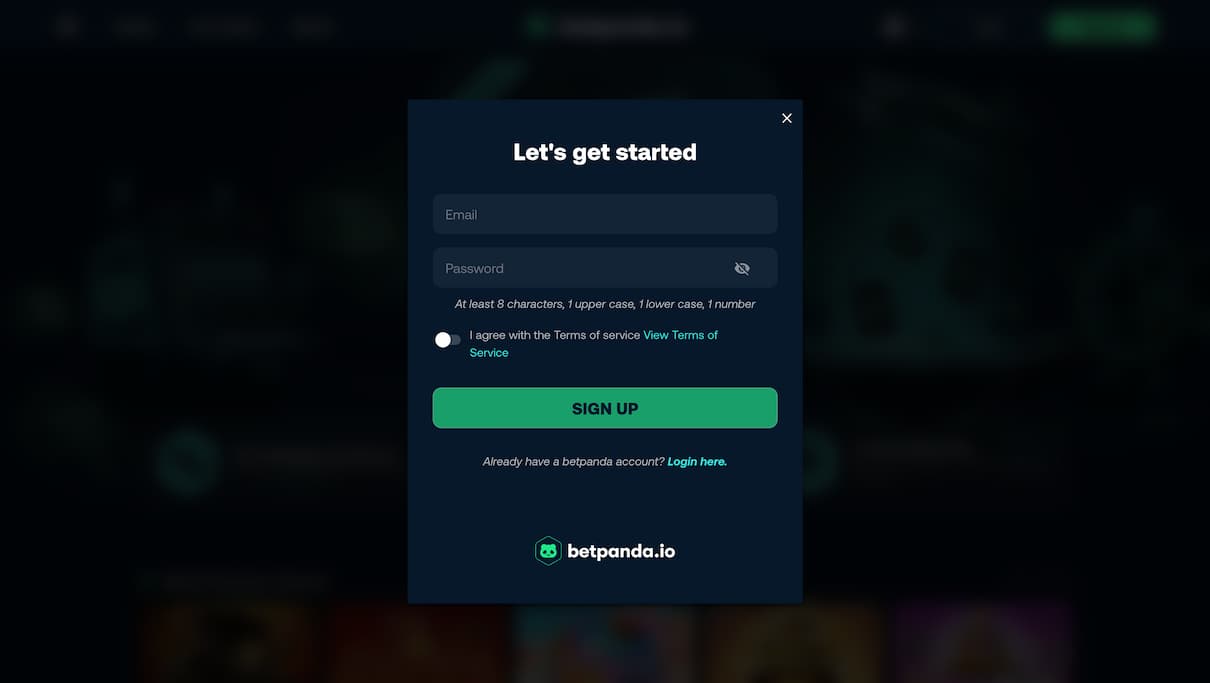 Step 1: Create Your BetPanda Casino Profile