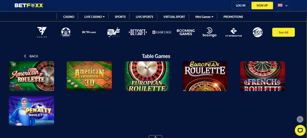 Betfoxx Roulette Games