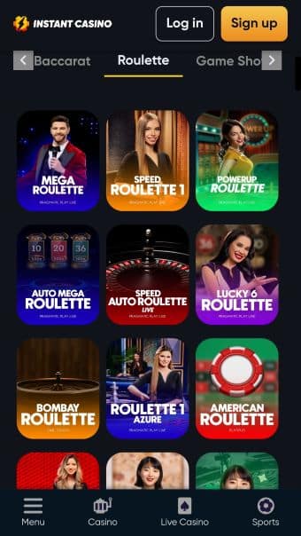 Instant Casino Live Roulette Mobile