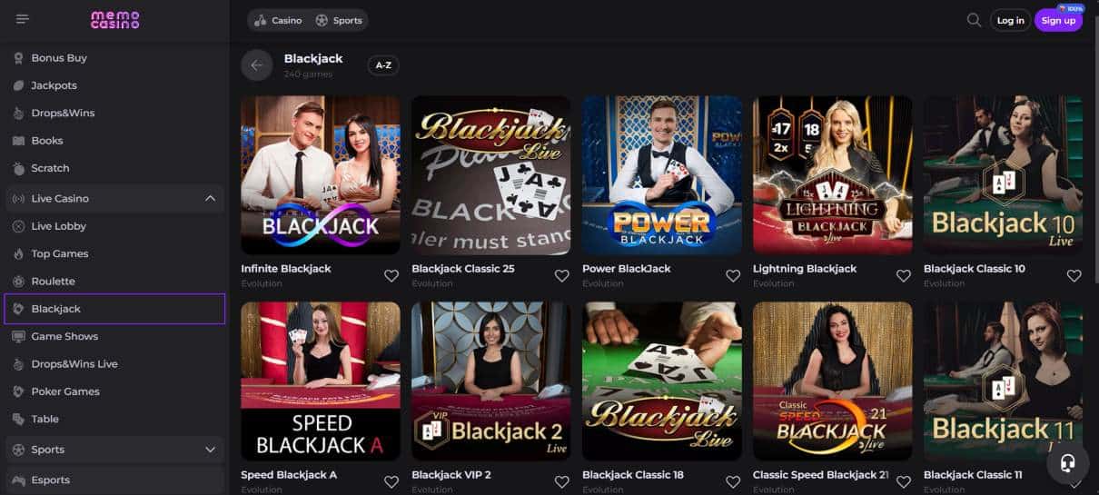 Memo Casino Blackjack Games