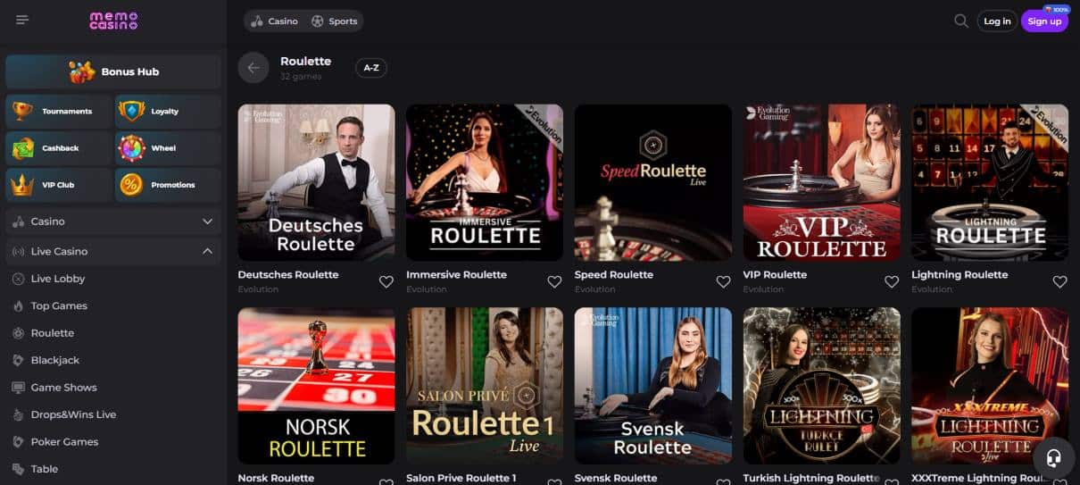 Memo Casino Live Roulette