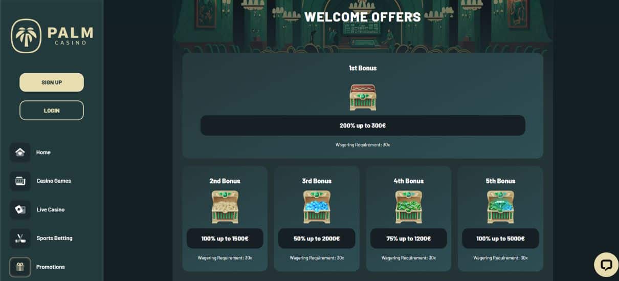 Palm Casino Welcome Bonus