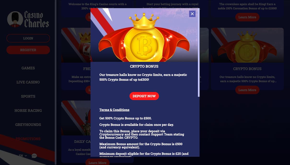 Casino Charles Crypto Bonus